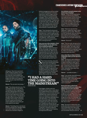 Scans via Tumblr: handsofdarkness • Original scans by: siderumregina
Keywords: Amy Lee,Evanescence,magazine,metal hammer,2019,world collide,within temptation